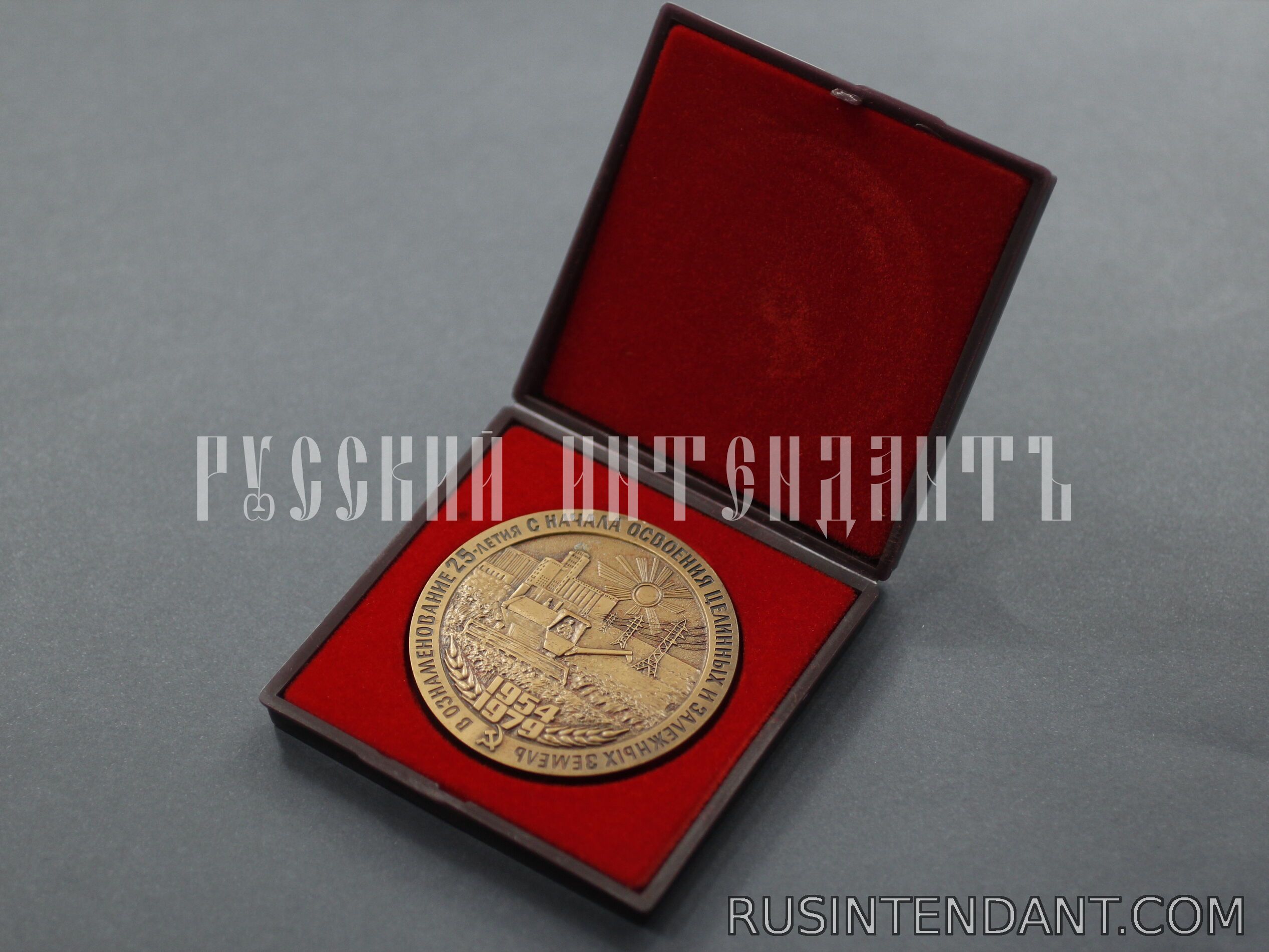 Фото 2: Настольная медаль «В ознаменование 25-летия освоения целинных и залежных земель» 