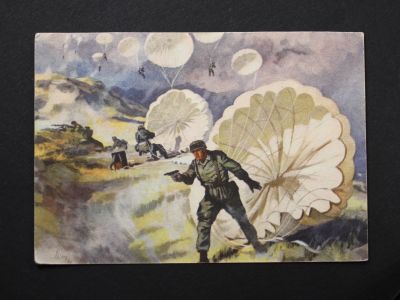 Почтовая карточка «Десантники высаживаются на Крите»