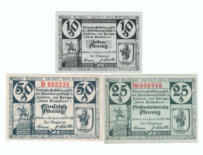 Нотгельды 10, 25 и 50 пфеннигов Zobten am Berge
